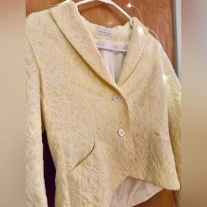 Embroidered Bernard Zins of Paris Yellow & White Blazer ~ Sz 10🌼